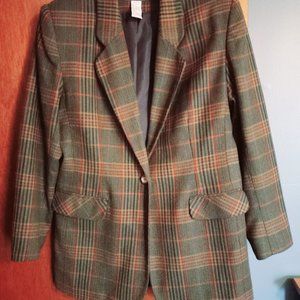 multi-colored plaid blazer, Size 14